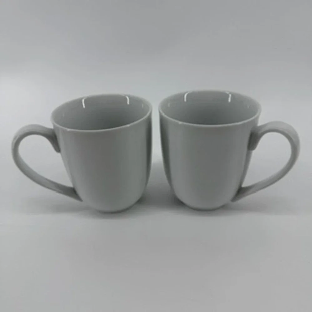 Pottery Barn Great White Porcelain Coffee Mugs White Set of 2 Microwave Safe